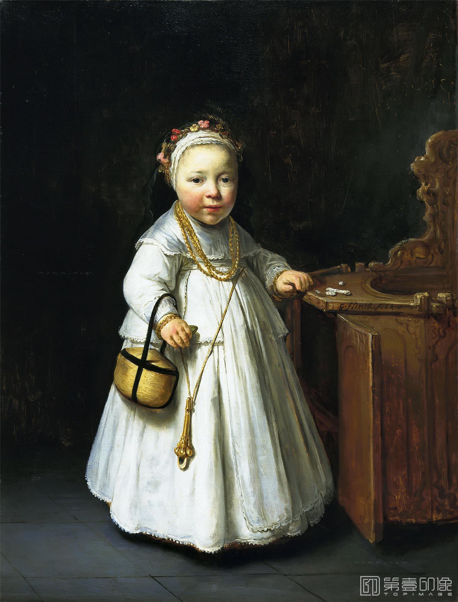 油画-荷兰莫瑞斯泰皇家美术馆Govert Flinck - Girl by a High Chair-234